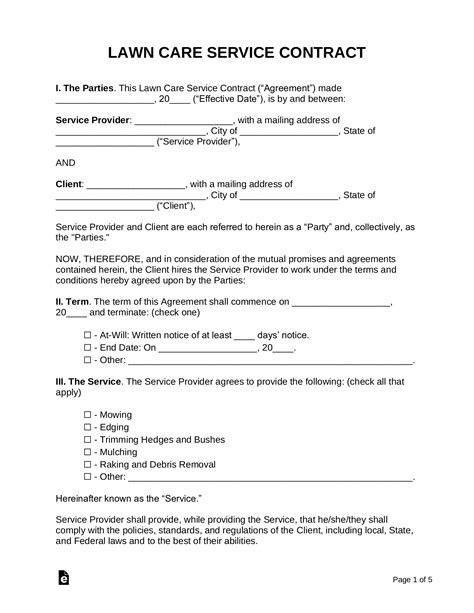 Free Printable Lawn Care Contracts